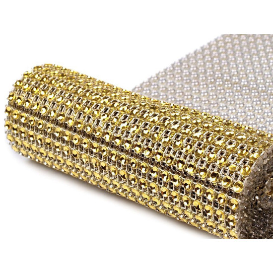 Plastic sparkling mesh trimming width 11.5 cm 2nd quality - Gold (9 Meters) Plastic sparkling mesh trimming width 11.5 cm 2nd quality - Gold (9 Meters)