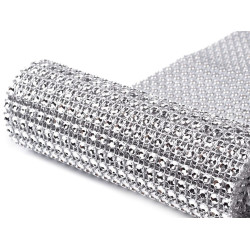 Plastic sparkling mesh trimming width 11.5 cm 2nd quality - Silver (1 Meter)
