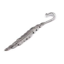 Metal bookmark 10x80mm feather - Platinum (1 Piece)