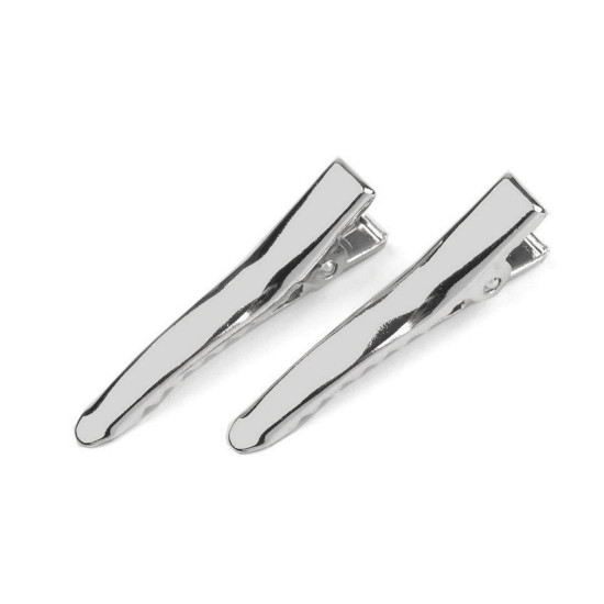 Alligator hair clip with teeth 35 mm - Platinum (5 Pieces)