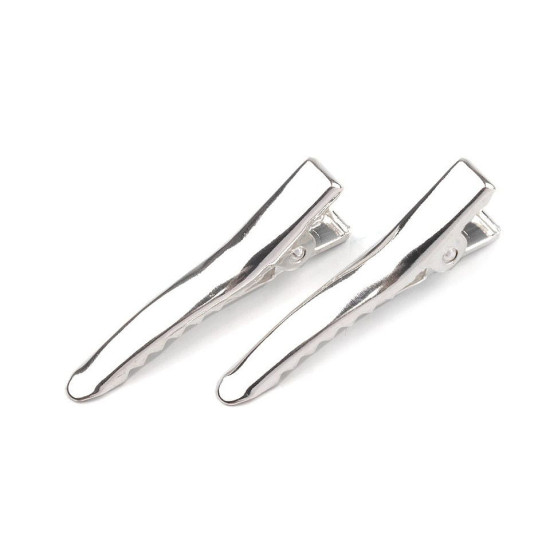 Alligator hair clip with teeth 35 mm - Platinum (5 Pieces)