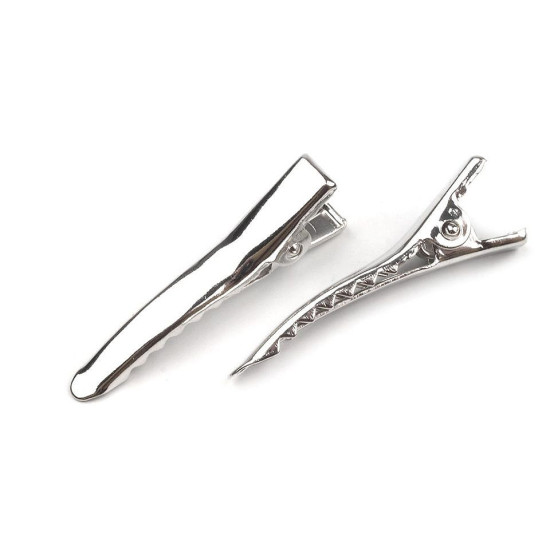 Alligator hair clip with teeth 35 mm - Platinum (5 Pieces)