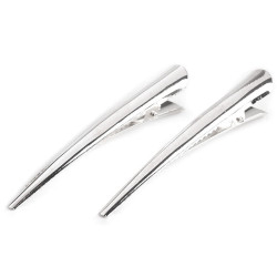 Alligator hair clip with teeth 75 mm - Silver (4 Pieces)