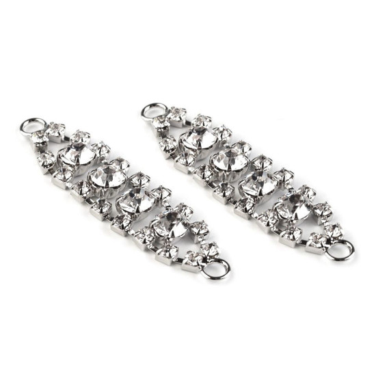Ozdoba sztrasowa 12x50 mm - Srebrny (2 Sztuki) Ozdoba sztrasowa 12x50 mm - Srebrny (2 Sztuki)