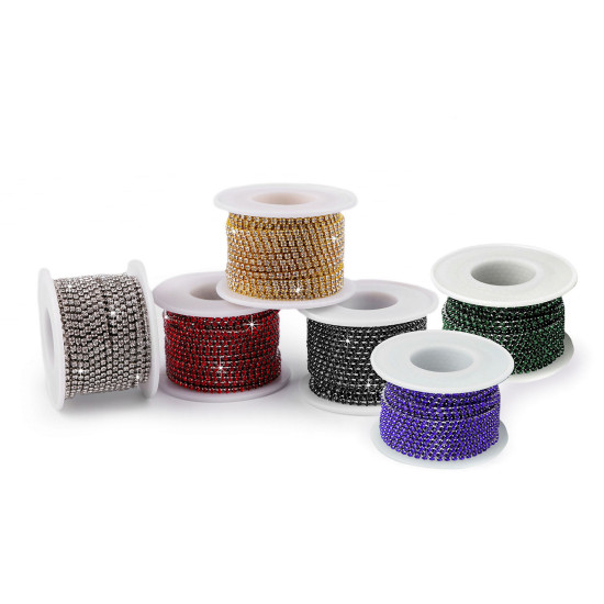 Rhinestone chain trim width 2.4 mm - Crystal (9 Meters) Rhinestone chain trim width 2.4 mm - Crystal (9 Meters)