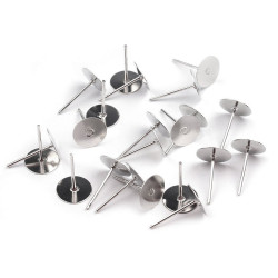 Diy stud earrings posts ø8 mm - Platinum (1000 Pieces)