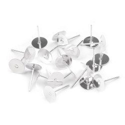 Diy stud earrings posts ø8 mm - Silver (1000 Pieces)