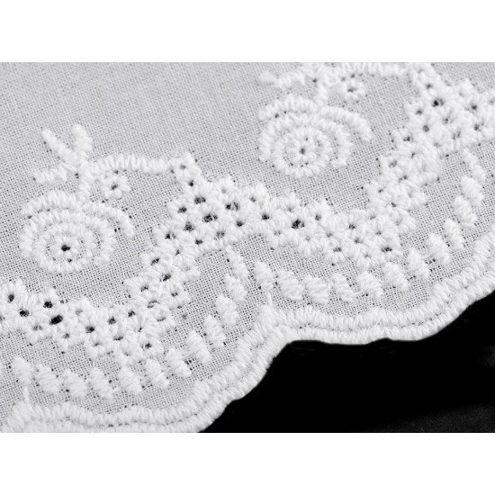 Bawełniana koronka - haft angielski szerokość 11 cm - White (1 Metr) Bawełniana koronka - haft angielski szerokość 11 cm - White (1 Metr)