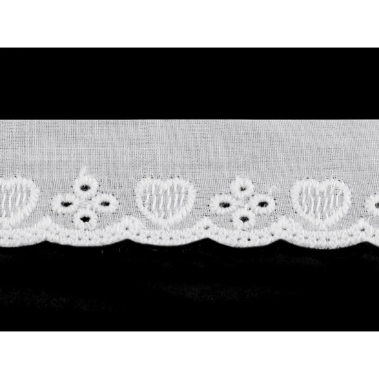 Bawełniana koronka - haft angielski szerokość 40 mm - White (1 Metr) Bawełniana koronka - haft angielski szerokość 40 mm - White (1 Metr)