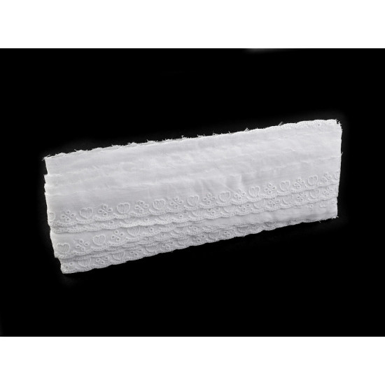 Bawełniana koronka - haft angielski szerokość 40 mm - White (1 Metr) Bawełniana koronka - haft angielski szerokość 40 mm - White (1 Metr)