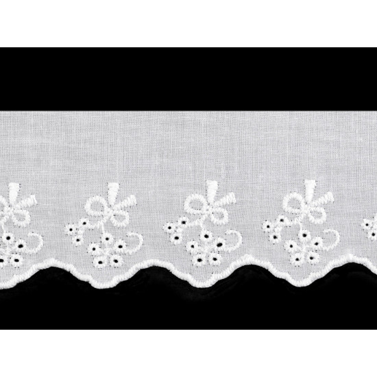 Bawełniana koronka - haft angielski szerokość 55 mm - White (1 Metr) Bawełniana koronka - haft angielski szerokość 55 mm - White (1 Metr)