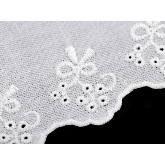 Bawełniana koronka - haft angielski szerokość 55 mm - White (1 Metr) Bawełniana koronka - haft angielski szerokość 55 mm - White (1 Metr)