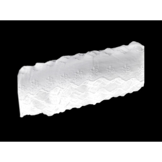Bawełniana koronka - haft angielski szerokość 55 mm - White (1 Metr) Bawełniana koronka - haft angielski szerokość 55 mm - White (1 Metr)