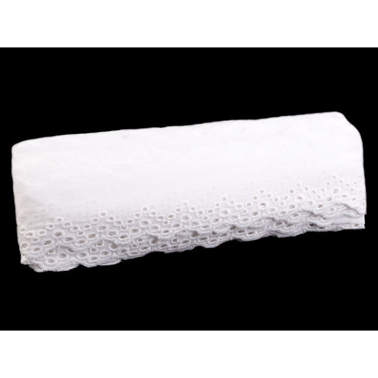 Bawełniana koronka - haft angielski szerokość 50 mm - White (1 Metr) Bawełniana koronka - haft angielski szerokość 50 mm - White (1 Metr)