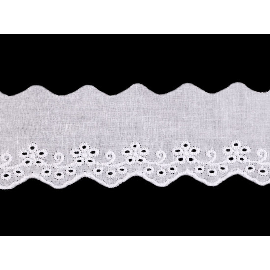 Bawełniana koronka - haft angielski szerokość 50 mm - Off white (1 Metr) Bawełniana koronka - haft angielski szerokość 50 mm - Off white (1 Metr)
