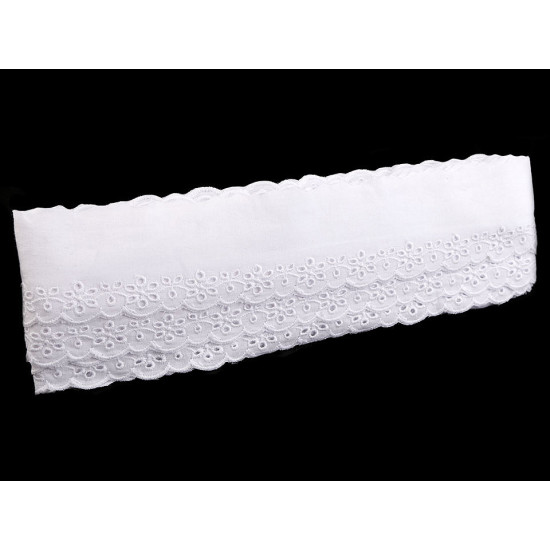 Bawełniana koronka - haft angielski szerokość 50 mm - Śnieżnobiały (1 Metr) Bawełniana koronka - haft angielski szerokość 50 mm - Śnieżnobiały (1 Metr)
