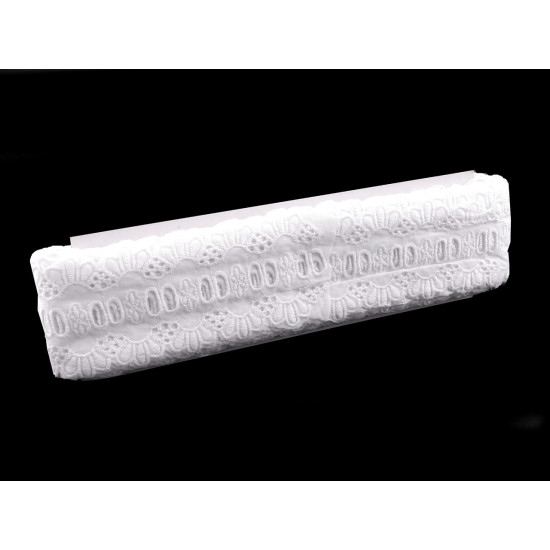 Haft angielski bawełniany szerokość 65 mm - White (1 Metr) Haft angielski bawełniany szerokość 65 mm - White (1 Metr)