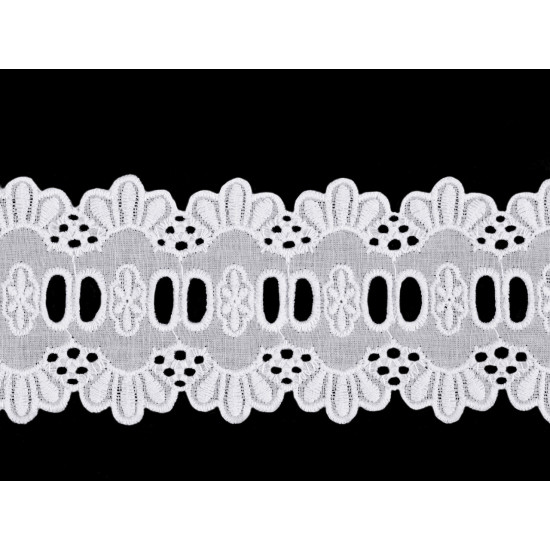 Haft angielski bawełniany szerokość 65 mm - White (1 Metr) Haft angielski bawełniany szerokość 65 mm - White (1 Metr)