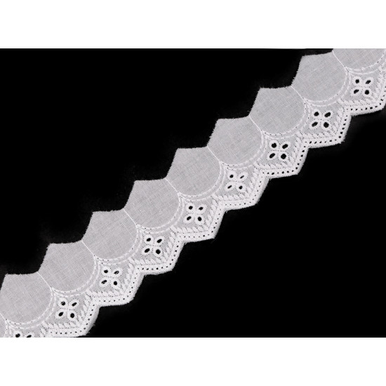 Haft angielski bawełniany szerokość 45 mm - Off white (1 Metr) Haft angielski bawełniany szerokość 45 mm - Off white (1 Metr)