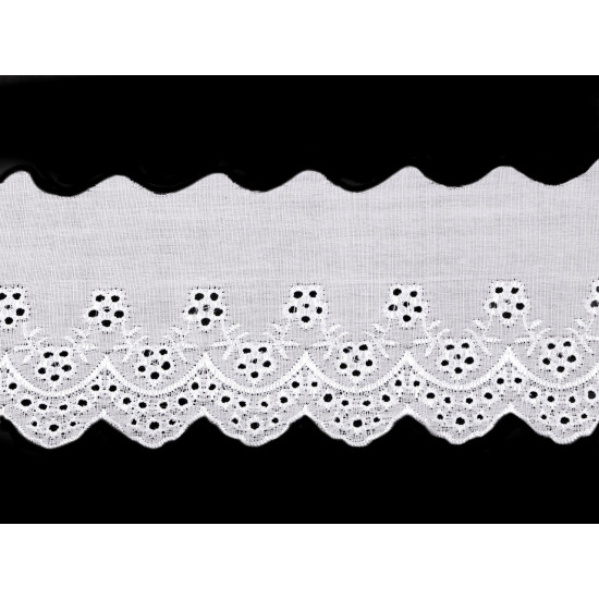 Haft angielski szerokość 75 mm - White (1 Metr)