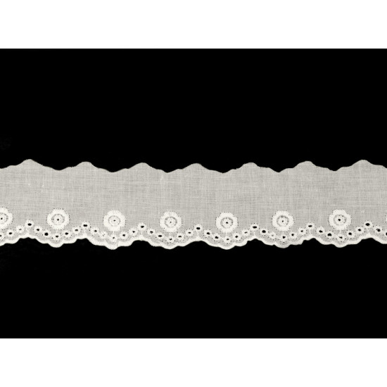 Haft angielski bawełniany szerokość 40 mm - Off white (1 Metr) Haft angielski bawełniany szerokość 40 mm - Off white (1 Metr)