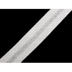 Lamówka  bawełniana szerokość 14 mm zaprasowana - White (100 Metry)