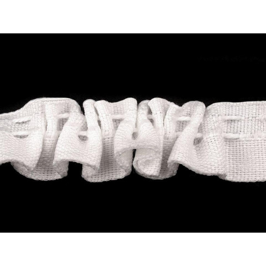 Taśma firanowa szerokość 20 mm marszczona - White (50 Metry) Taśma firanowa szerokość 20 mm marszczona - White (50 Metry)