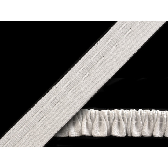 Taśma firanowa szerokość 20 mm marszczona - White (50 Metry) Taśma firanowa szerokość 20 mm marszczona - White (50 Metry)