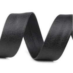 Single fold faux leather bias binding width 15 mm - Black (1 Meter)