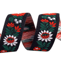 Polyester folk costume ribbon width 35mm - Black (100 Meters)