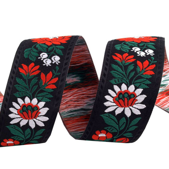 Polyester folk costume ribbon width 35mm - Black (100 Meters) Polyester folk costume ribbon width 35mm - Black (100 Meters)
