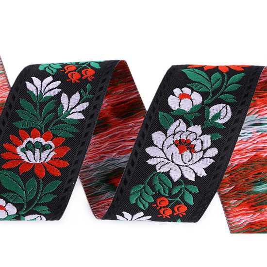 Polyester folk costume ribbon width 35mm - Black (100 Meters) Polyester folk costume ribbon width 35mm - Black (100 Meters)