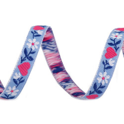 Folk costume patterned ribbon 9 mm - Blue ice (25 Meters)