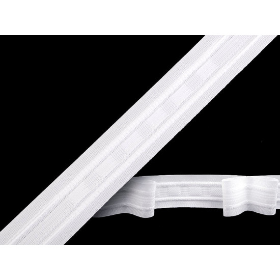 Taśma firanowa szerokość 25 mm marszczenie 1:2 - White (100 Metry) Taśma firanowa szerokość 25 mm marszczenie 1:2 - White (100 Metry)