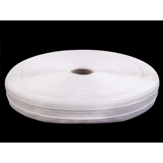 Taśma firanowa szerokość 25 mm marszczenie 1:2 - White (100 Metry) Taśma firanowa szerokość 25 mm marszczenie 1:2 - White (100 Metry)