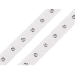 Taśma / lamówka bawełniana z oczkami metalowymi szerokość 20 mm - White (1 Metr)