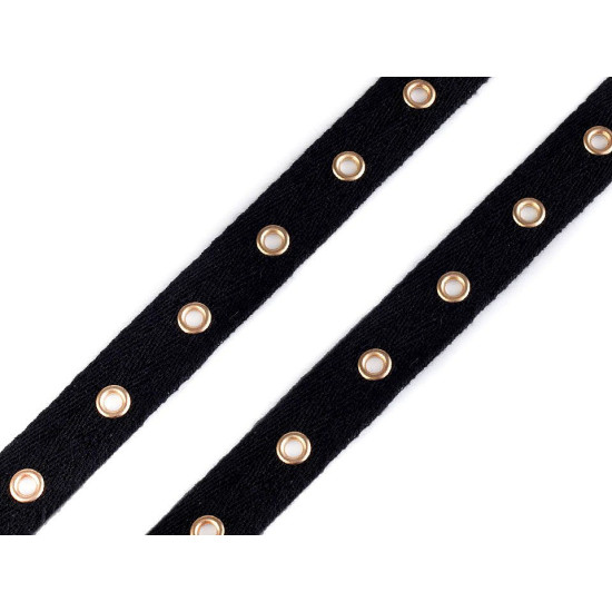 Metal grommet / eyelet tape, width 20 mm - Black (9 Meters) Metal grommet / eyelet tape, width 20 mm - Black (9 Meters)