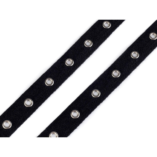 Metal grommet / eyelet tape, width 20 mm - Black (9 Meters) Metal grommet / eyelet tape, width 20 mm - Black (9 Meters)
