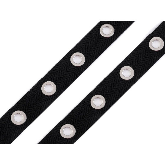 Metal grommet / eyelet tape, width 24 mm - Black (9 Meters) Metal grommet / eyelet tape, width 24 mm - Black (9 Meters)