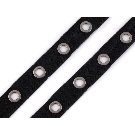 Metal grommet / eyelet tape, width 24 mm - Black (9 Meters) Metal grommet / eyelet tape, width 24 mm - Black (9 Meters)
