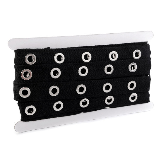 Metal grommet / eyelet tape, width 24 mm - Black (9 Meters) Metal grommet / eyelet tape, width 24 mm - Black (9 Meters)