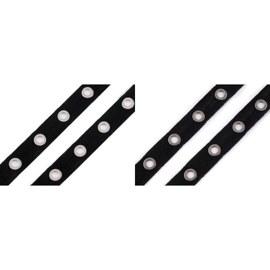 Metal grommet / eyelet tape, width 24 mm - Black (9 Meters) Metal grommet / eyelet tape, width 24 mm - Black (9 Meters)