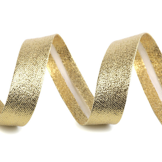 Bandă bias aurie / argintie, lățime 20 mm - Auriu deschis (1 Metru) Bandă bias aurie / argintie, lățime 20 mm - Auriu deschis (1 Metru)