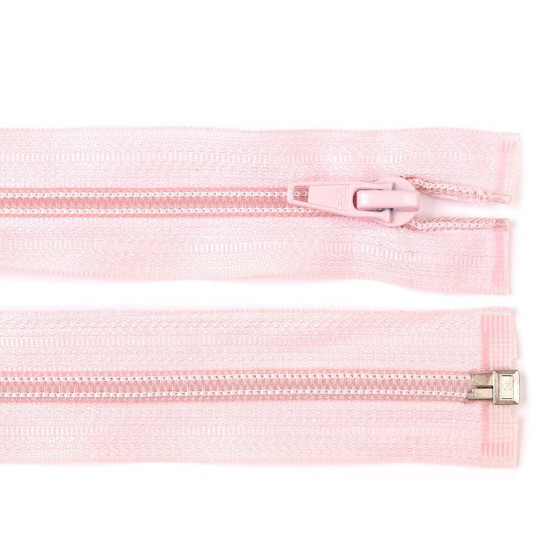 Nylon zipper, no 5, open-end 60 cm jacket pol - Light pink (1 Piece) Nylon zipper, no 5, open-end 60 cm jacket pol - Light pink (1 Piece)