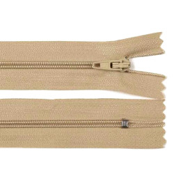 Fermeture éclair en nylon no 3, longueur 25 cm, avec butée - Brun naturel (1 Pièce)