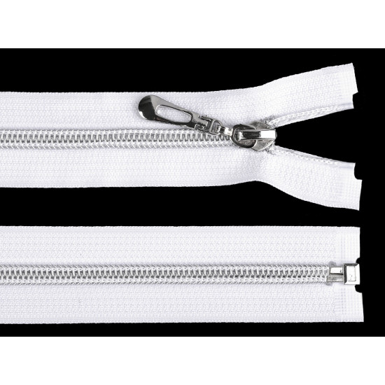Nylon zipper with silver teeth no 7, length 50 cm - Red (10 Pieces) Nylon zipper with silver teeth no 7, length 50 cm - Red (10 Pieces)