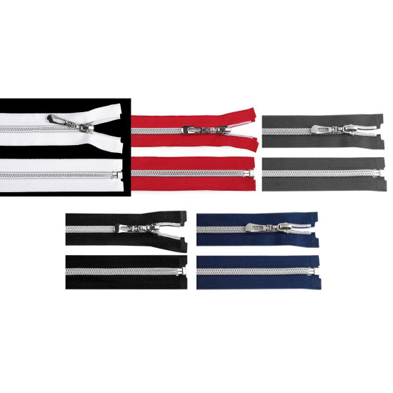 Nylon zipper with silver teeth no 7, length 65 cm - Red (25 Pieces) Nylon zipper with silver teeth no 7, length 65 cm - Red (25 Pieces)