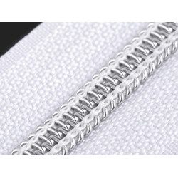 Nylon zipper with silver teeth no 7, length 65 cm - White (1 Piece)