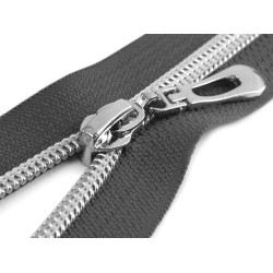 Nylon zipper with silver teeth no 7, length 65 cm - Dark grey (1 Piece)