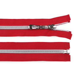 Nylon zipper with silver teeth no 7, length 75 cm - Red (1 Piece)